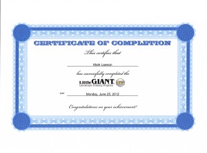 Little Giant Certification (LTP) Little Giant Certification (LTP)